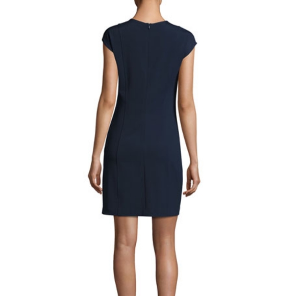 Theory Onine Navy Oxford Knit Sheath Dress, Size 6 - Picture 2 of 12